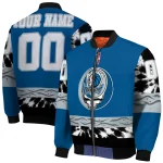 customized dallas mavericks skull emblem blue black bomber jacket best selling