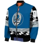 customized dallas mavericks skull emblem blue black bomber jacket best selling