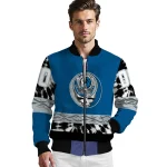 customized dallas mavericks skull emblem blue black bomber jacket best selling