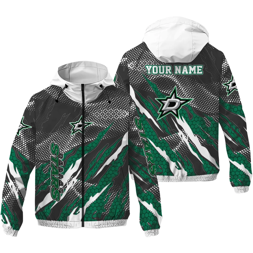 customized dallas stars claw mesh green gray windbreaker jacket high quality customized dallas stars claw mesh green gray windbreaker jacket high quality
