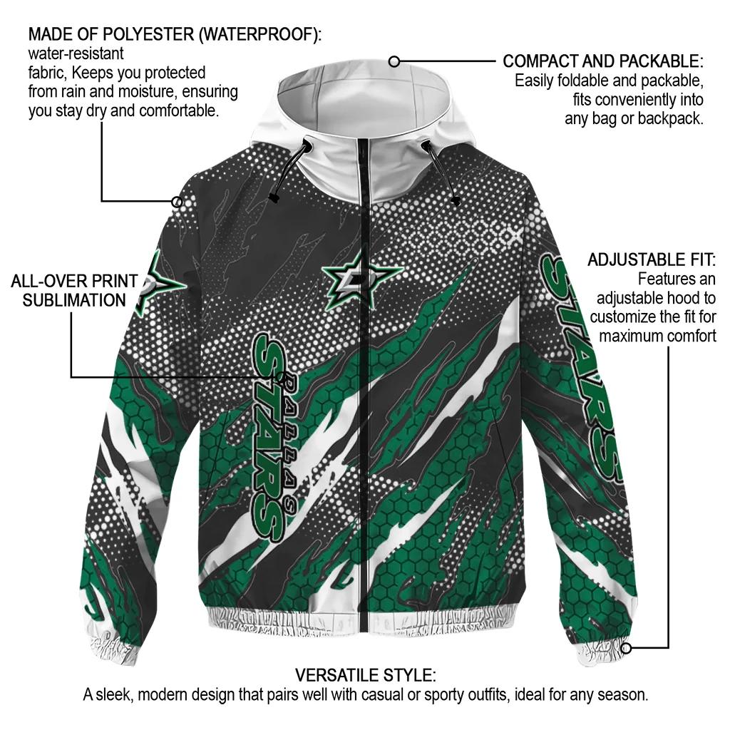 customized dallas stars claw mesh green gray windbreaker jacket new arrival customized dallas stars claw mesh green gray windbreaker jacket new arrival
