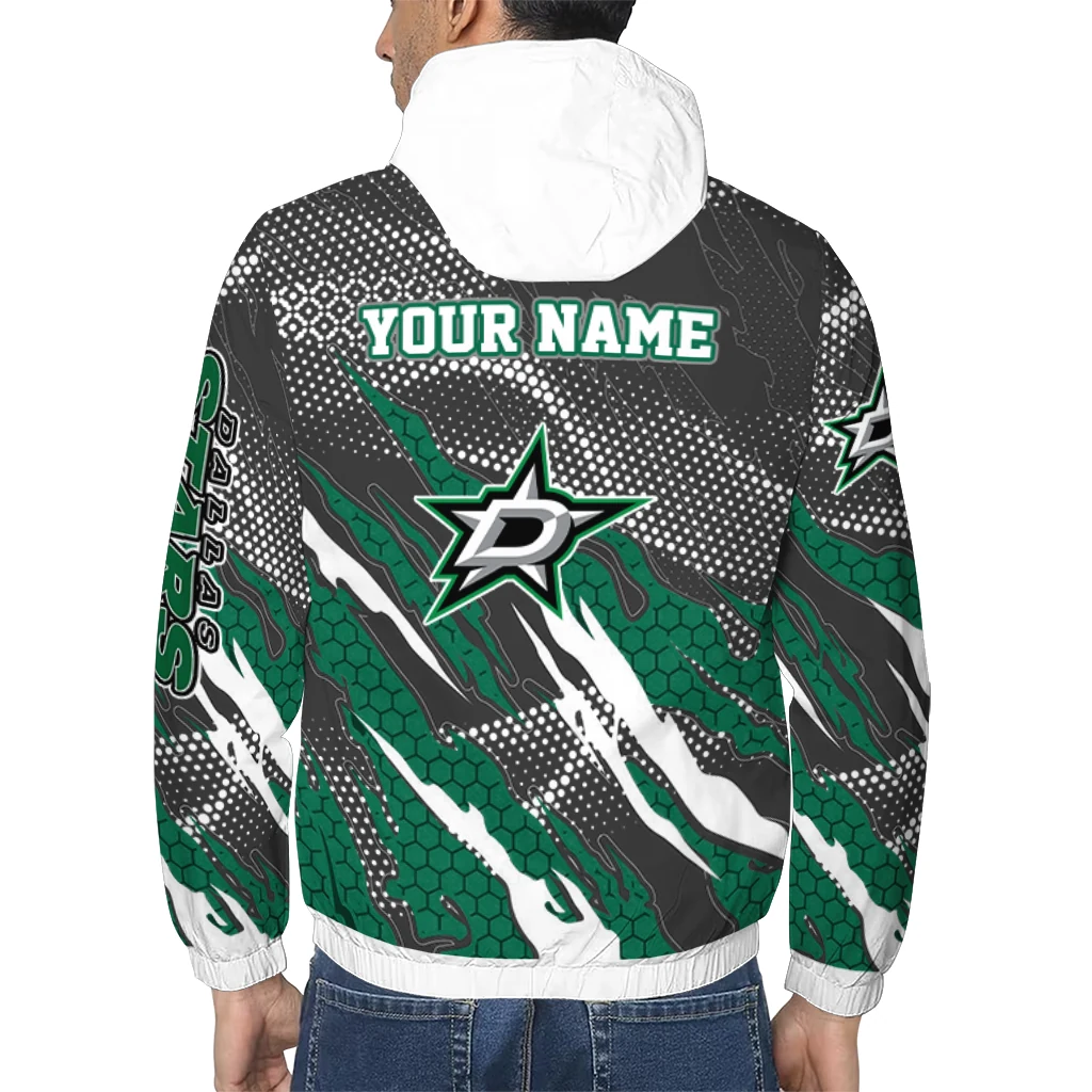 customized dallas stars claw mesh green gray windbreaker jacket trendy customized dallas stars claw mesh green gray windbreaker jacket trendy