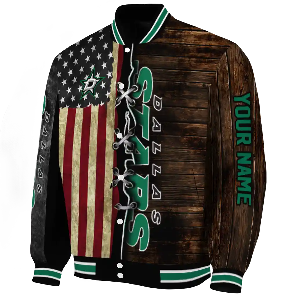 customized dallas stars flag wood brown varsity jacket best selling customized dallas stars flag wood brown varsity jacket best selling