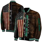 customized dallas stars flag wood brown varsity jacket best selling