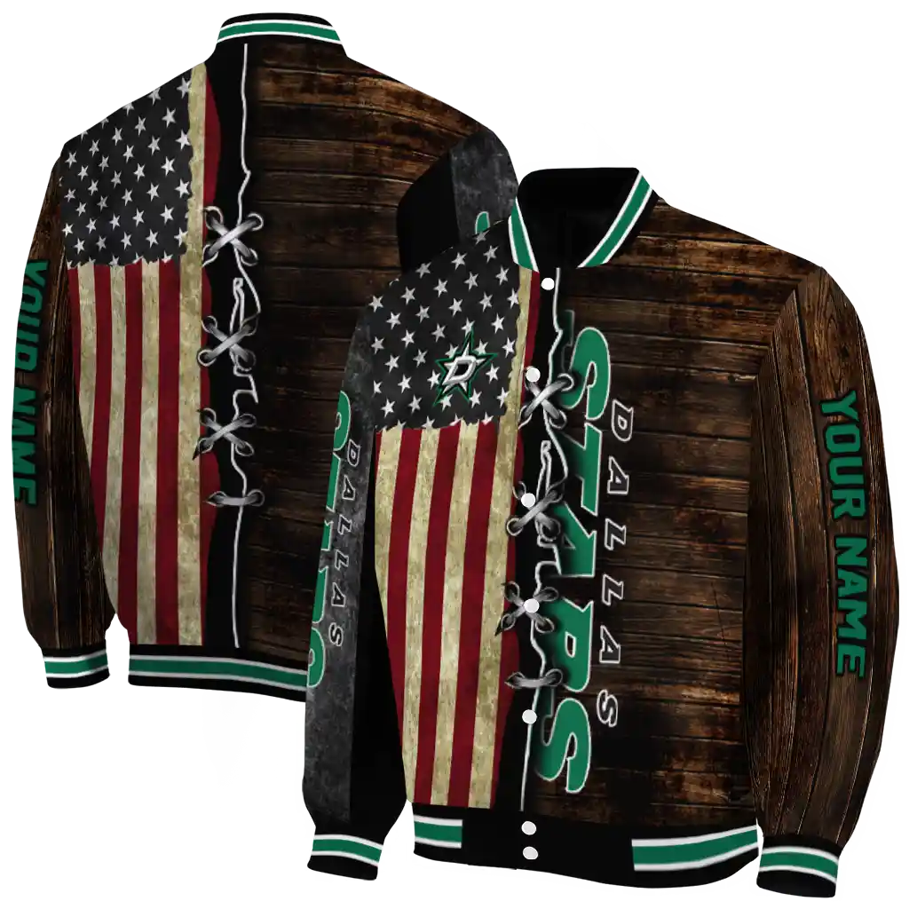 customized dallas stars flag wood brown varsity jacket fashion forward customized dallas stars flag wood brown varsity jacket fashion forward