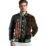 customized dallas stars flag wood brown varsity jacket best selling