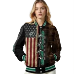 customized dallas stars flag wood brown varsity jacket best selling