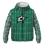 customized dallas stars lightning strike grid green windbreaker jacket best selling