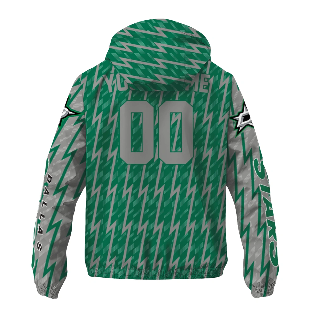 customized dallas stars lightning strike grid green windbreaker jacket fashion forward customized dallas stars lightning strike grid green windbreaker jacket fashion forward
