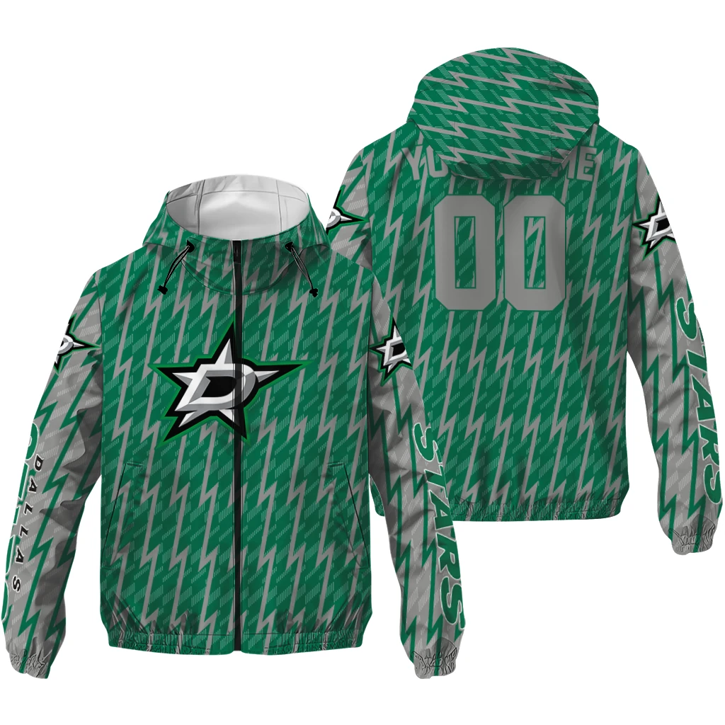 customized dallas stars lightning strike grid green windbreaker jacket high quality customized dallas stars lightning strike grid green windbreaker jacket high quality