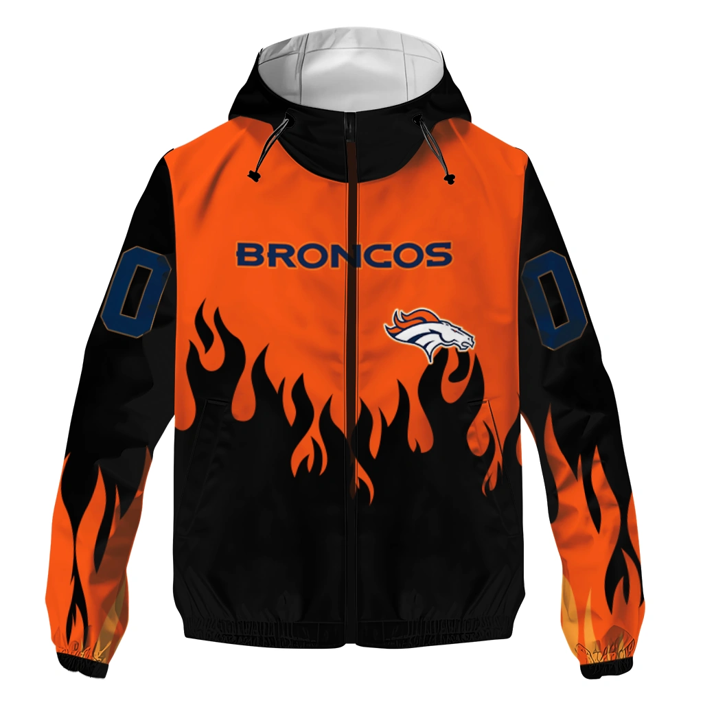 customized denver broncos flame trim orange black windbreaker jacket best selling customized denver broncos flame trim orange black windbreaker jacket best selling