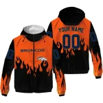 customized denver broncos flame trim orange black windbreaker jacket best selling