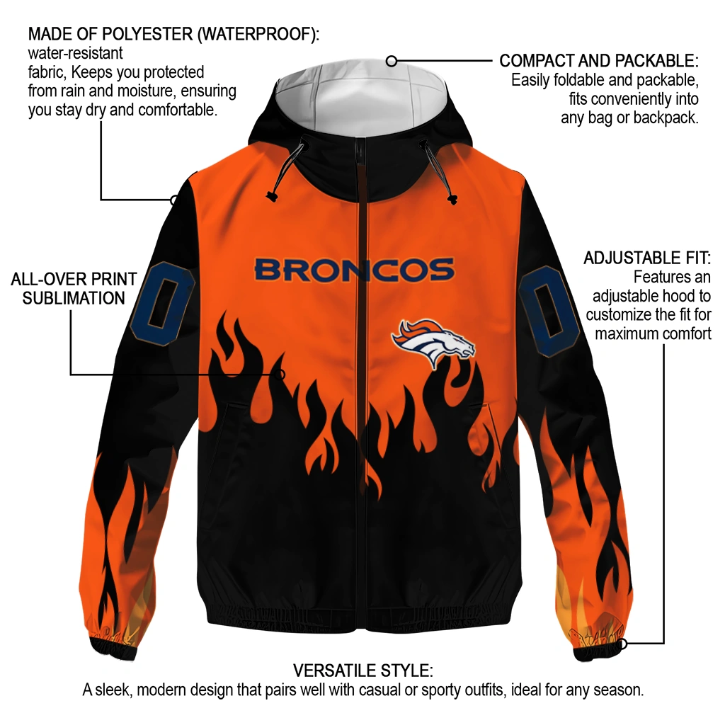 customized denver broncos flame trim orange black windbreaker jacket new arrival customized denver broncos flame trim orange black windbreaker jacket new arrival