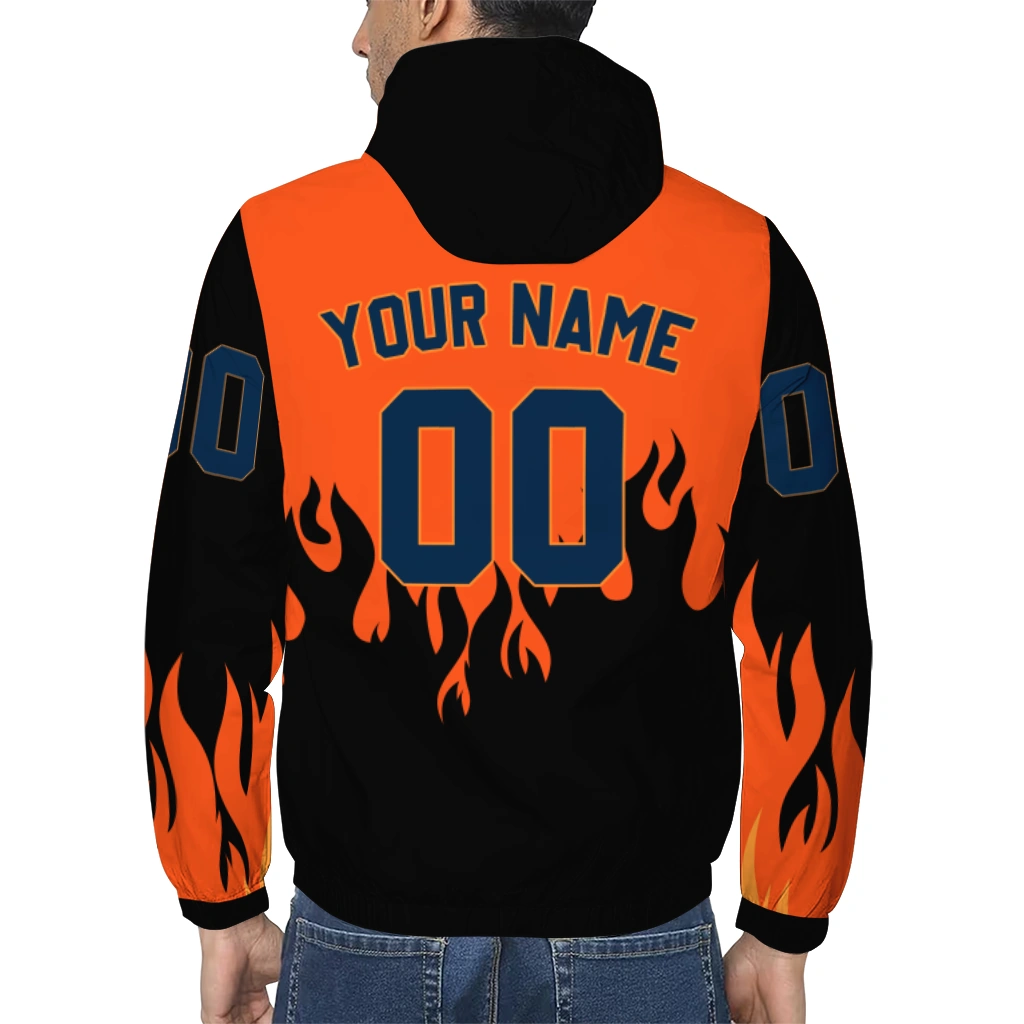 customized denver broncos flame trim orange black windbreaker jacket trendy customized denver broncos flame trim orange black windbreaker jacket trendy