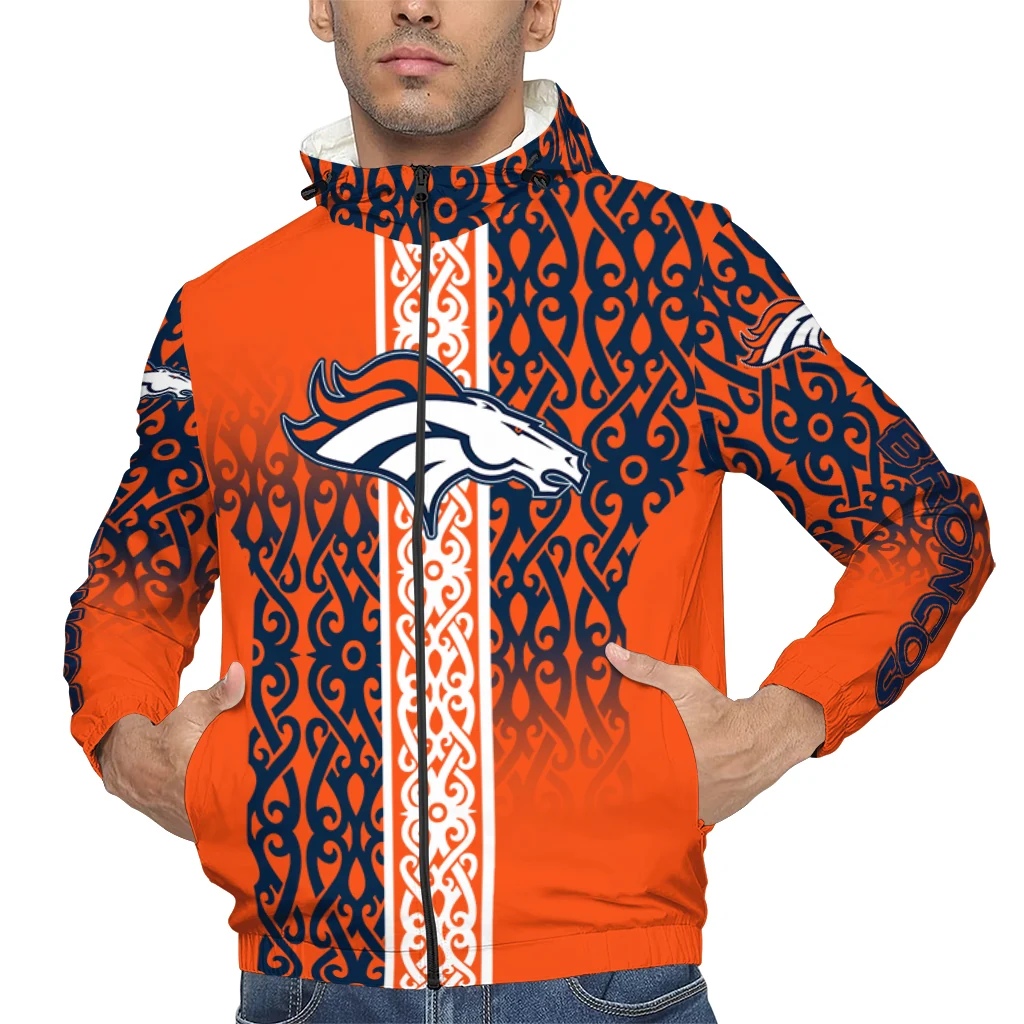 customized denver broncos tribal swirls orange windbreaker jacket top rated customized denver broncos tribal swirls orange windbreaker jacket top rated