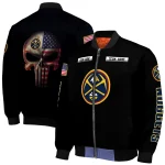 customized denver nuggets american flag skull black bomber jacket best selling