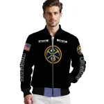 customized denver nuggets american flag skull black bomber jacket best selling