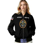 customized denver nuggets american flag skull black bomber jacket best selling