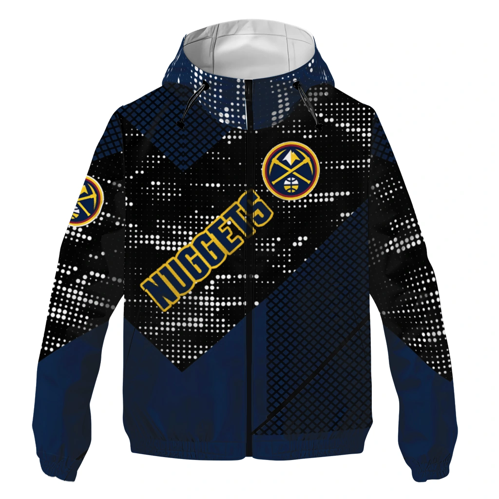 customized denver nuggets arrow matrix blue black windbreaker jacket best selling customized denver nuggets arrow matrix blue black windbreaker jacket best selling