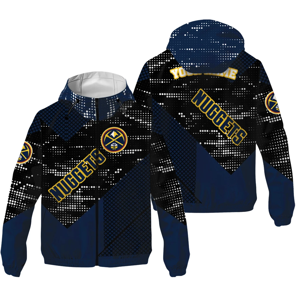 customized denver nuggets arrow matrix blue black windbreaker jacket high quality customized denver nuggets arrow matrix blue black windbreaker jacket high quality