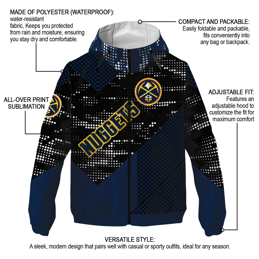 customized denver nuggets arrow matrix blue black windbreaker jacket new arrival customized denver nuggets arrow matrix blue black windbreaker jacket new arrival