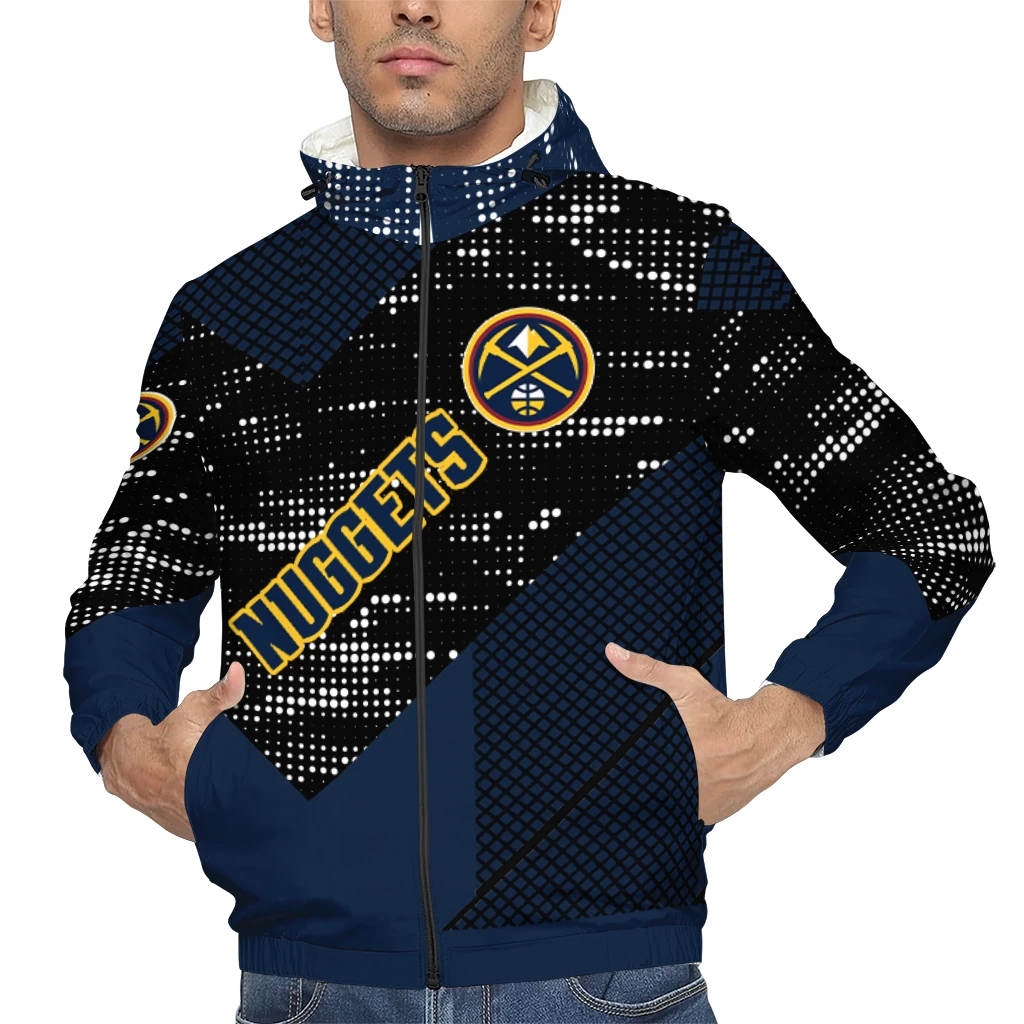 customized denver nuggets arrow matrix blue black windbreaker jacket top rated customized denver nuggets arrow matrix blue black windbreaker jacket top rated