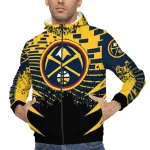 customized denver nuggets brick motion blue black windbreaker jacket best selling
