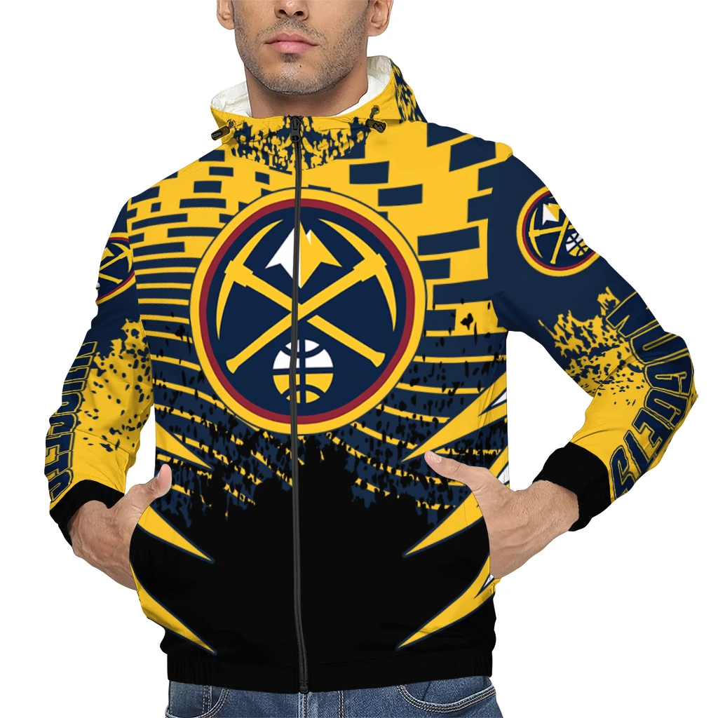 customized denver nuggets brick motion blue black windbreaker jacket top rated customized denver nuggets brick motion blue black windbreaker jacket top rated