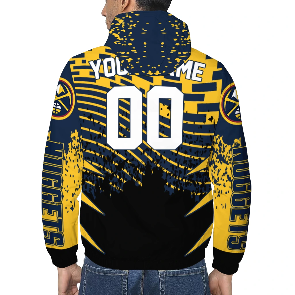 customized denver nuggets brick motion blue black windbreaker jacket trendy customized denver nuggets brick motion blue black windbreaker jacket trendy