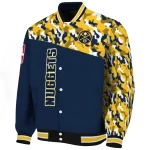 customized denver nuggets camouflage style blue varsity jacket best selling