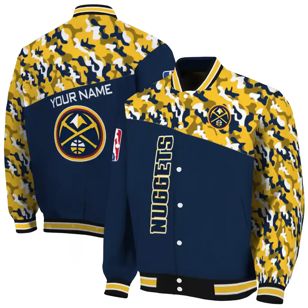 customized denver nuggets camouflage style blue varsity jacket fashion forward customized denver nuggets camouflage style blue varsity jacket fashion forward
