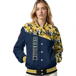 customized denver nuggets camouflage style blue varsity jacket best selling