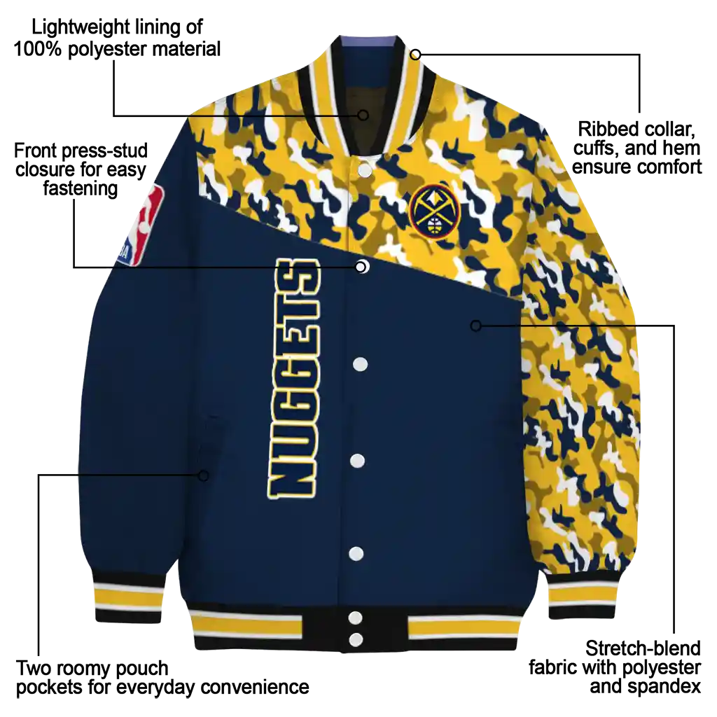 customized denver nuggets camouflage style blue varsity jacket new arrival customized denver nuggets camouflage style blue varsity jacket new arrival