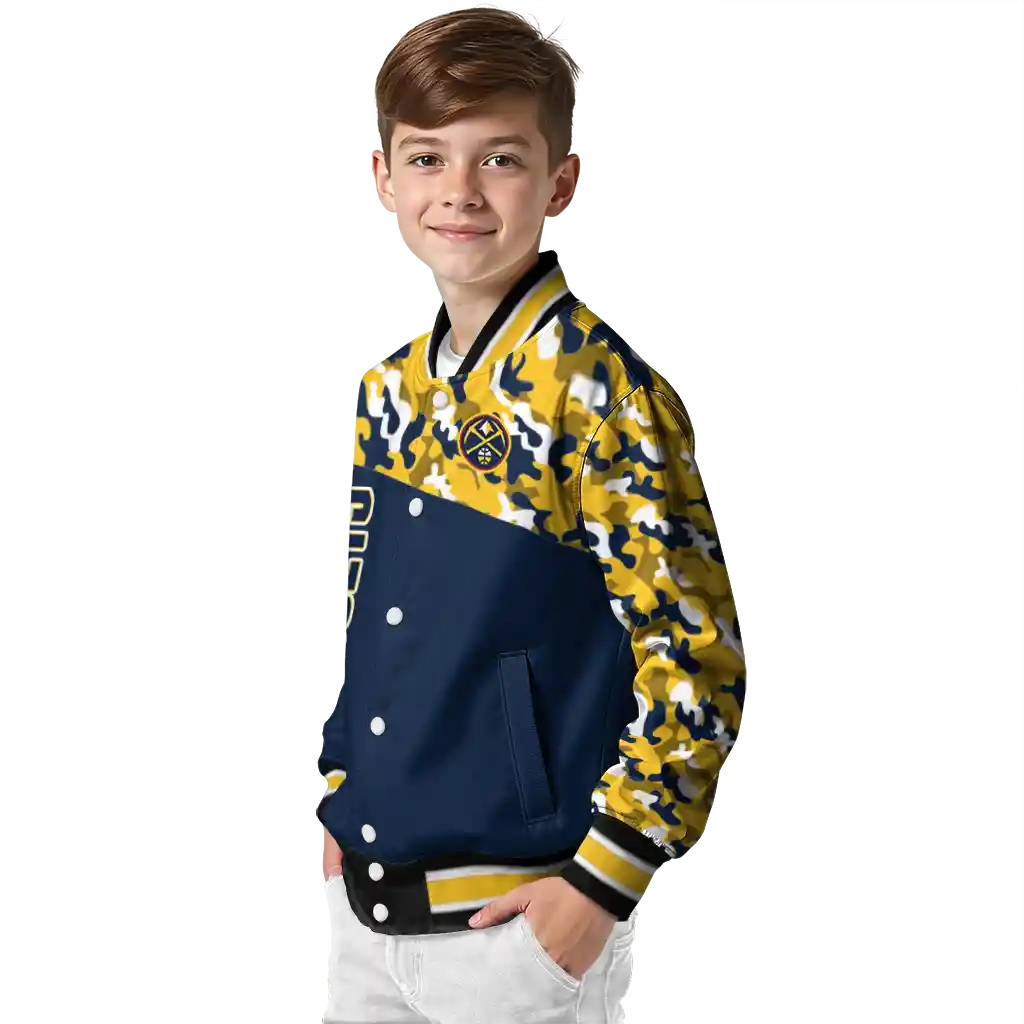 customized denver nuggets camouflage style blue varsity jacket trendy customized denver nuggets camouflage style blue varsity jacket trendy
