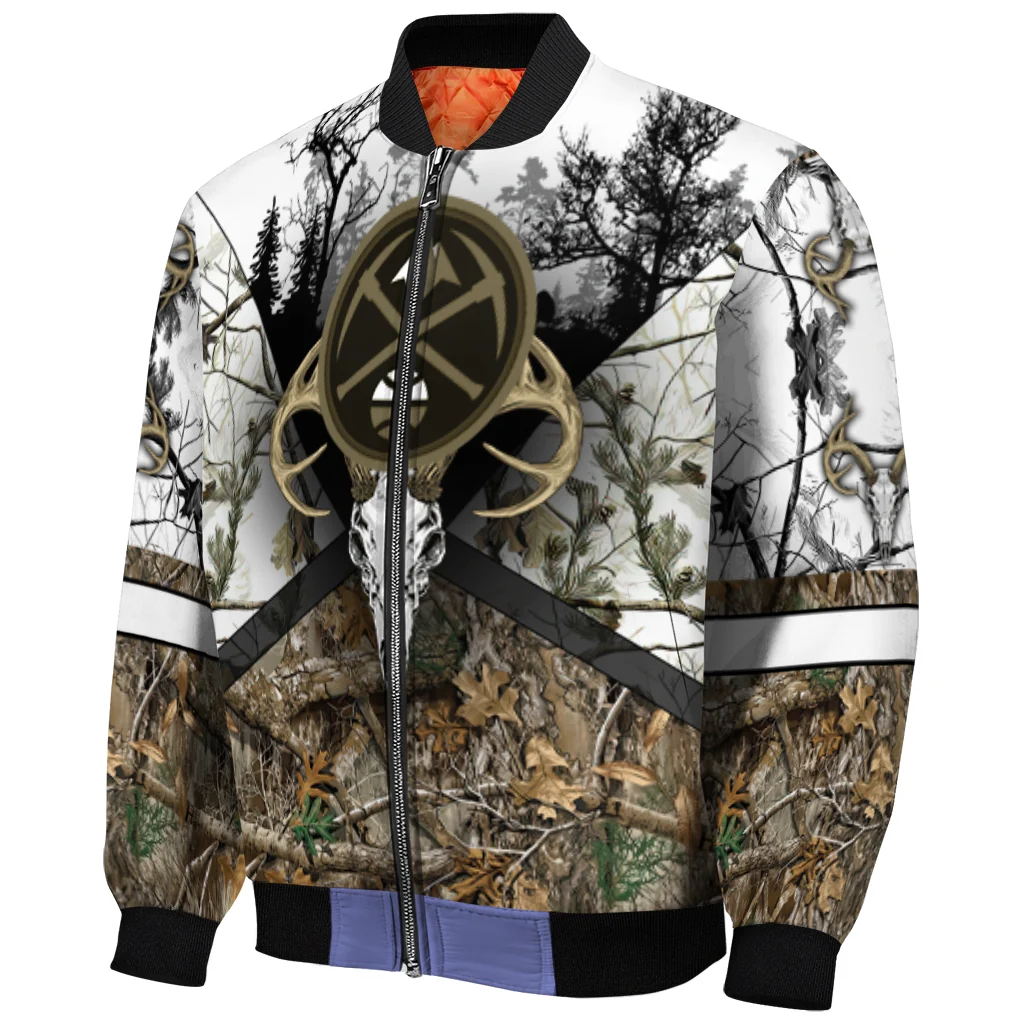 customized denver nuggets deer skull camouflage white bomber jacket fashion forward customized denver nuggets deer skull camouflage white bomber jacket fashion forward