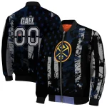 customized denver nuggets star stripes blue black bomber jacket best selling