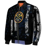 customized denver nuggets star stripes blue black bomber jacket best selling