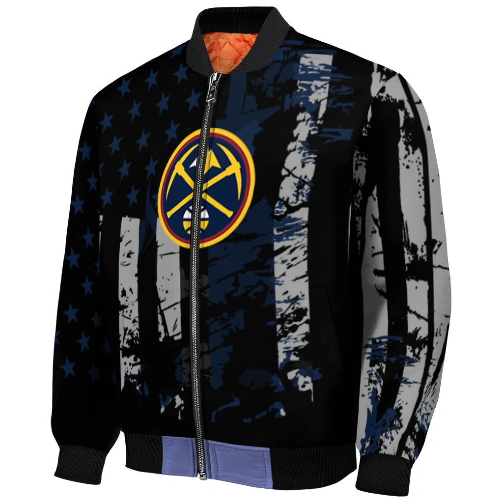 customized denver nuggets star stripes blue black bomber jacket fashion forward customized denver nuggets star stripes blue black bomber jacket fashion forward