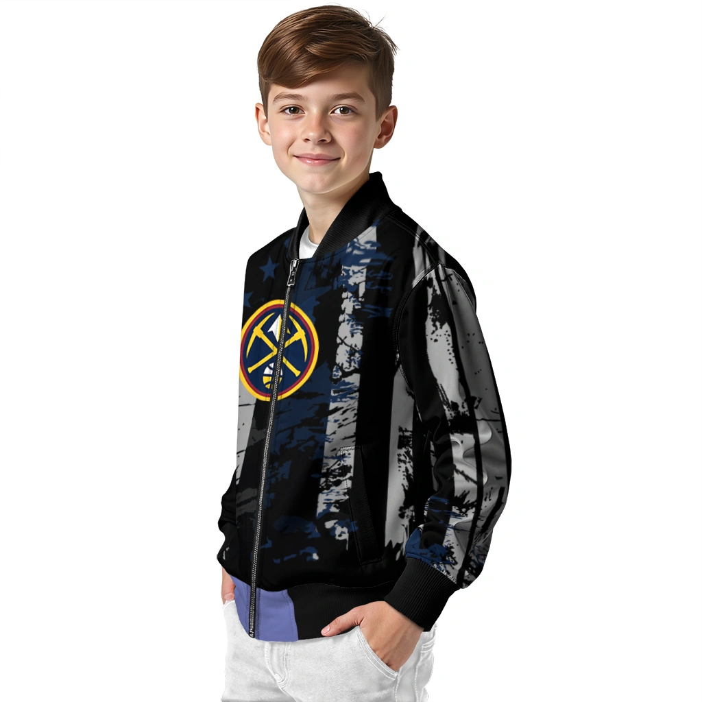 customized denver nuggets star stripes blue black bomber jacket trendy customized denver nuggets star stripes blue black bomber jacket trendy
