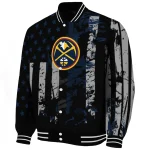 customized denver nuggets star stripes blue black varsity jacket best selling