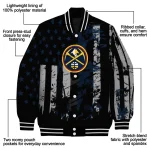 customized denver nuggets star stripes blue black varsity jacket best selling