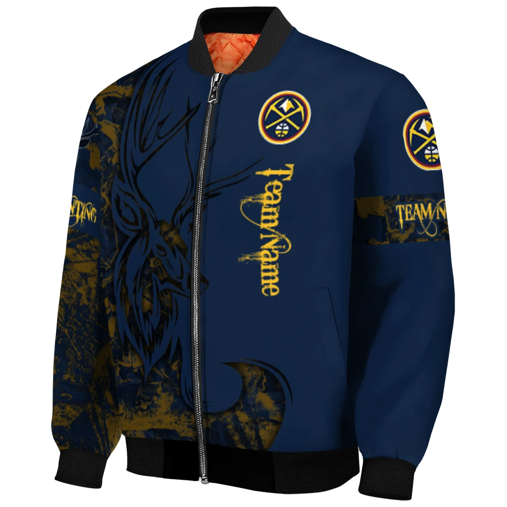 customized denver nuggets tribal deer art blue bomber jacket fashion forward customized denver nuggets tribal deer art blue bomber jacket fashion forward