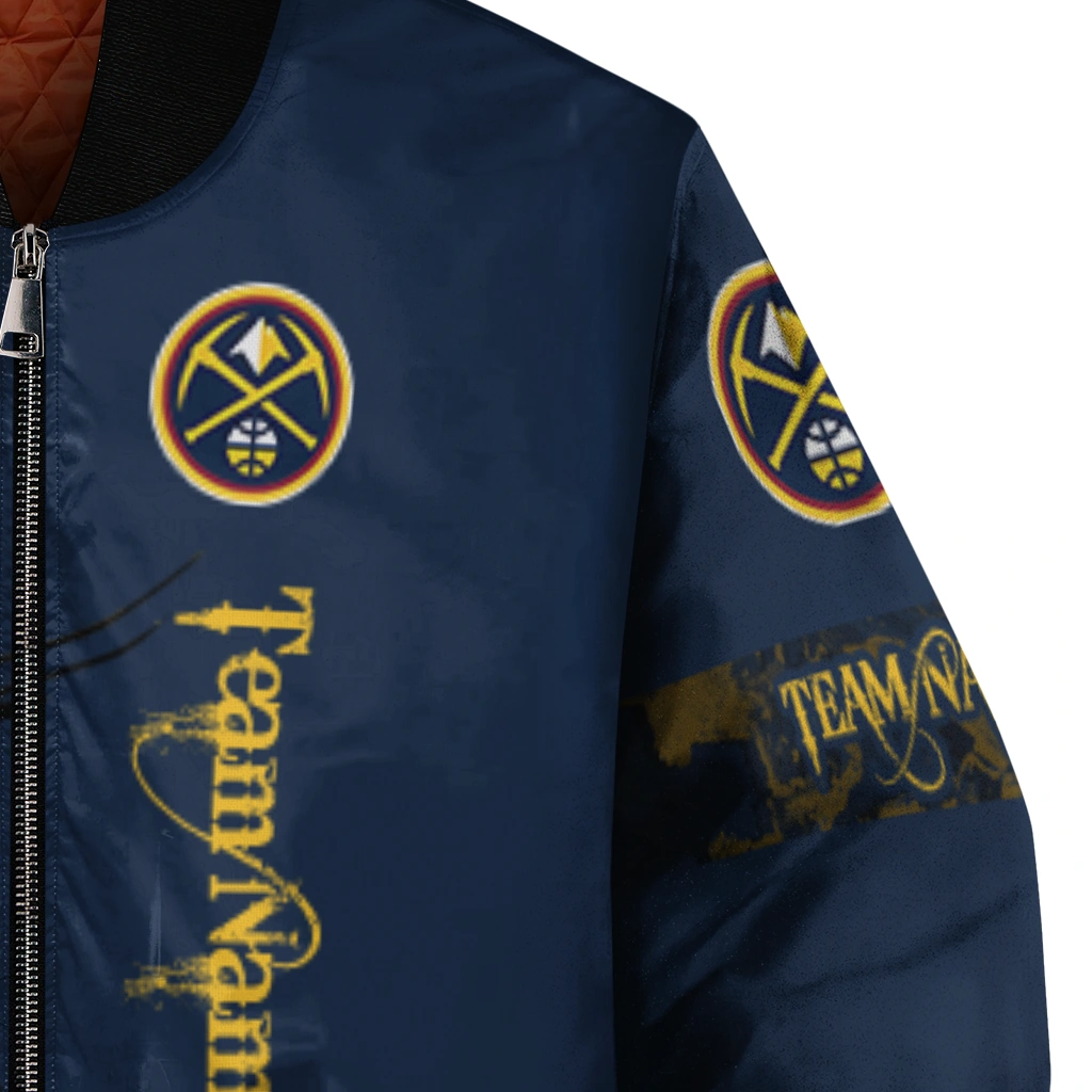 customized denver nuggets tribal deer art blue bomber jacket premium grade customized denver nuggets tribal deer art blue bomber jacket premium grade