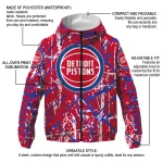 customized detroit pistons brushstroke pattern red windbreaker jacket best selling