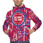 customized detroit pistons brushstroke pattern red windbreaker jacket best selling