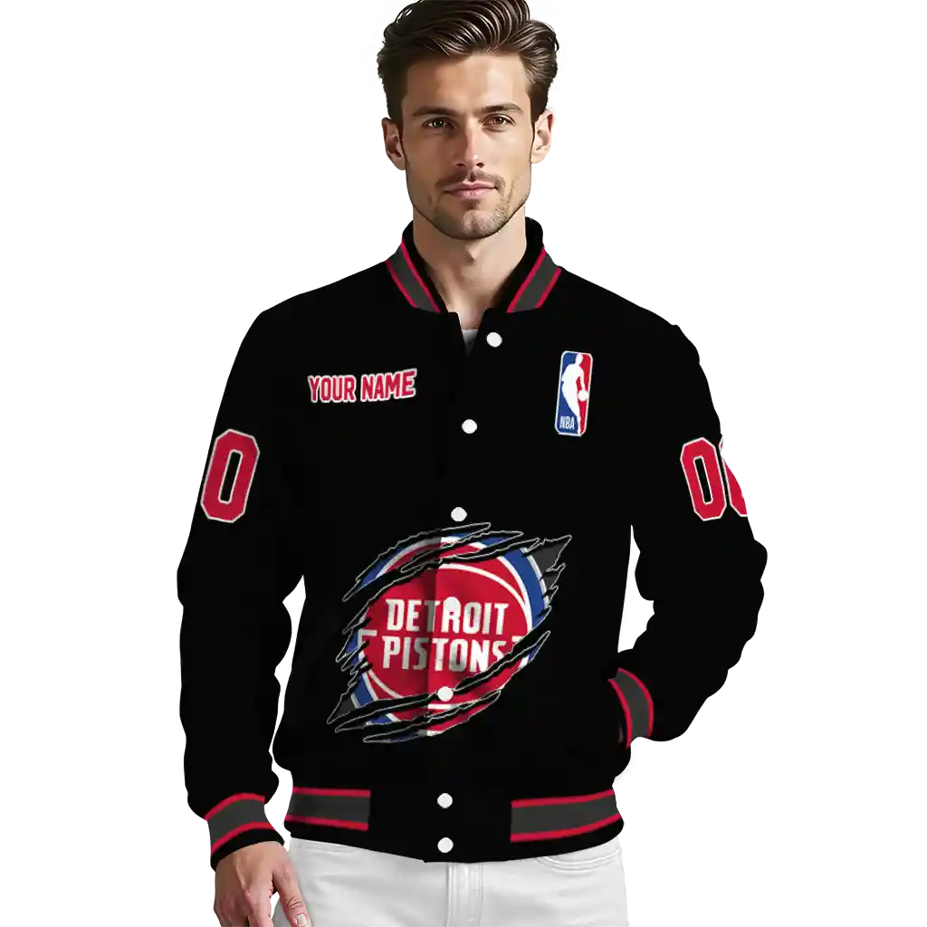 customized detroit pistons claw edge black varsity jacket high quality customized detroit pistons claw edge black varsity jacket high quality