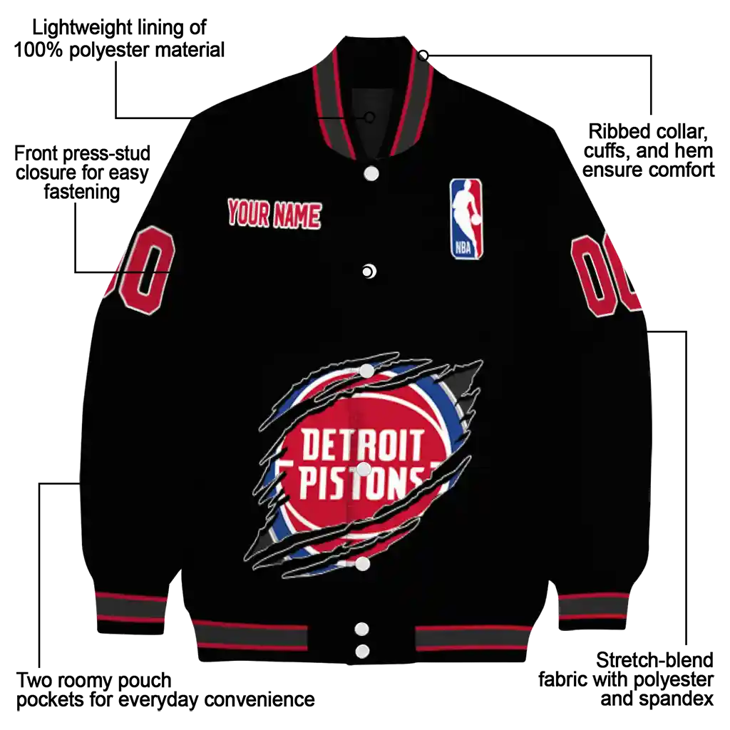 customized detroit pistons claw edge black varsity jacket new arrival customized detroit pistons claw edge black varsity jacket new arrival