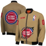 customized detroit pistons claw opening beige bomber jacket best selling
