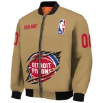 customized detroit pistons claw opening beige bomber jacket best selling