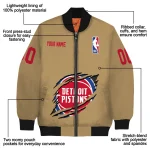 customized detroit pistons claw opening beige bomber jacket best selling
